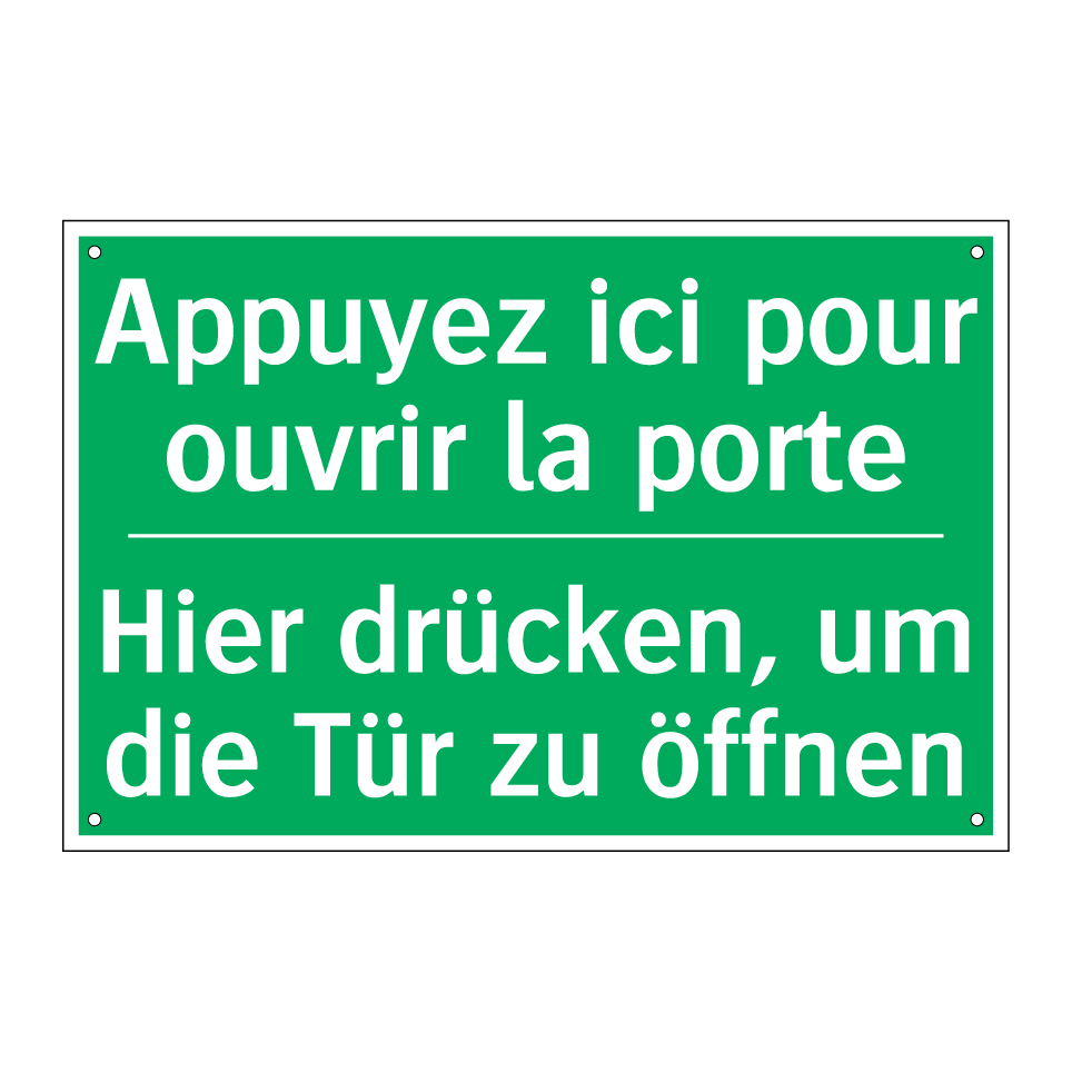 Hier drücken, um die Tür zu öffnen /.../ - Appuyez ici pour ouvrir la porte /.../