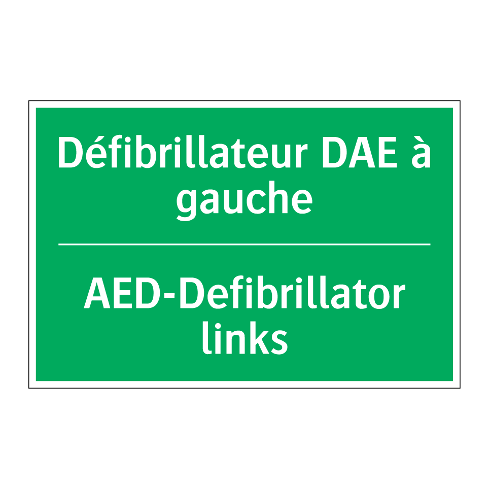 AED-Defibrillator links - Défibrillateur DAE à gauche
