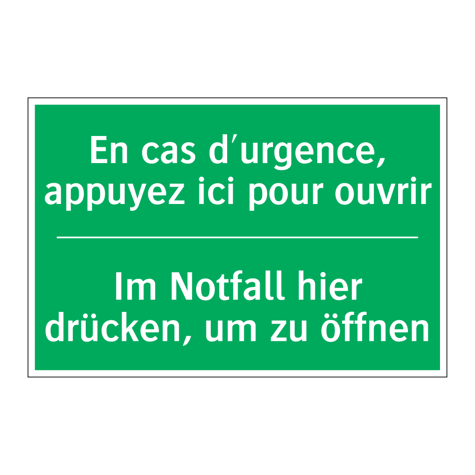 Im Notfall hier drücken, um zu /.../ - En cas d'urgence, appuyez ici /.../