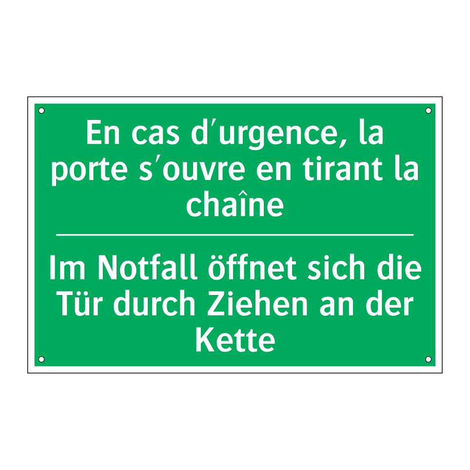 Im Notfall öffnet sich die Tür /.../ - En cas d'urgence, la porte s'ouvre /.../