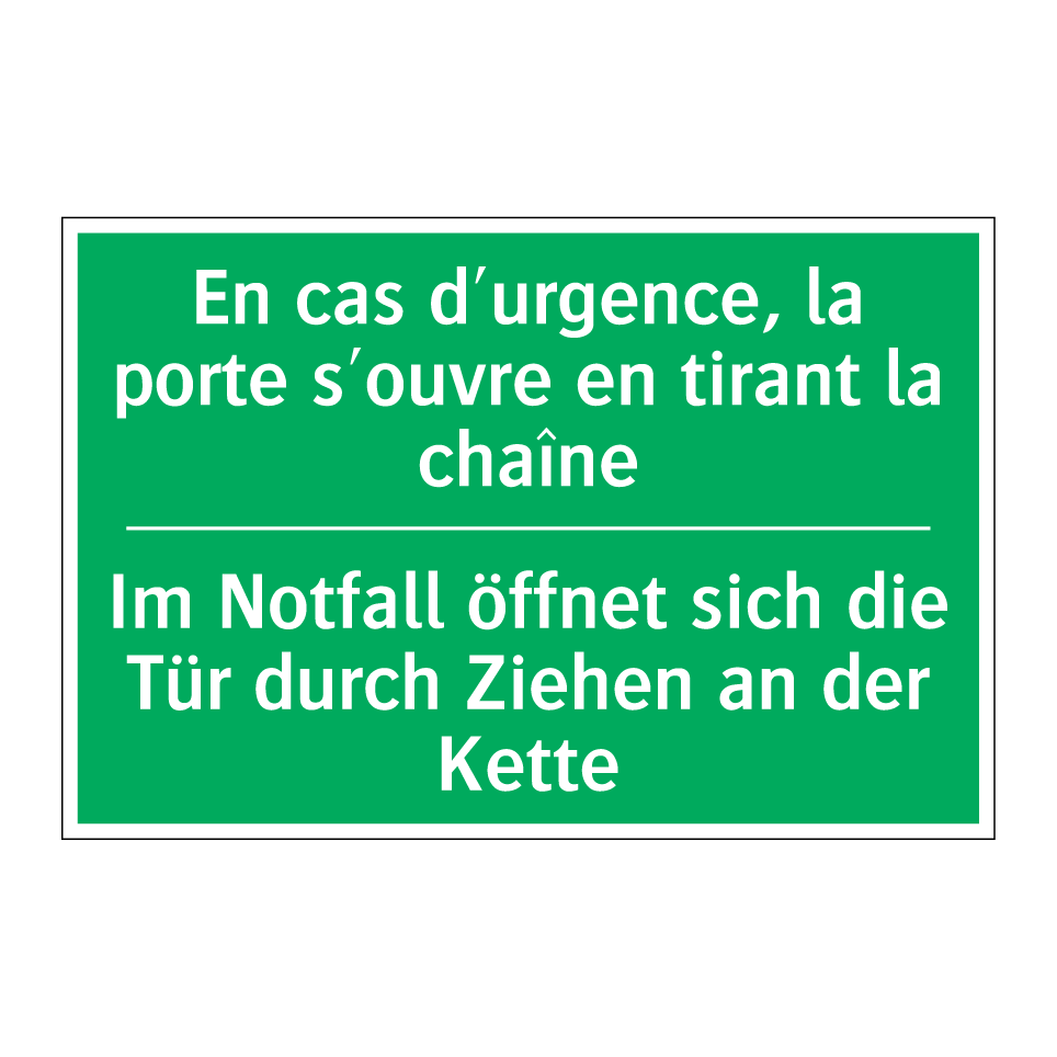 Im Notfall öffnet sich die Tür /.../ - En cas d'urgence, la porte s'ouvre /.../