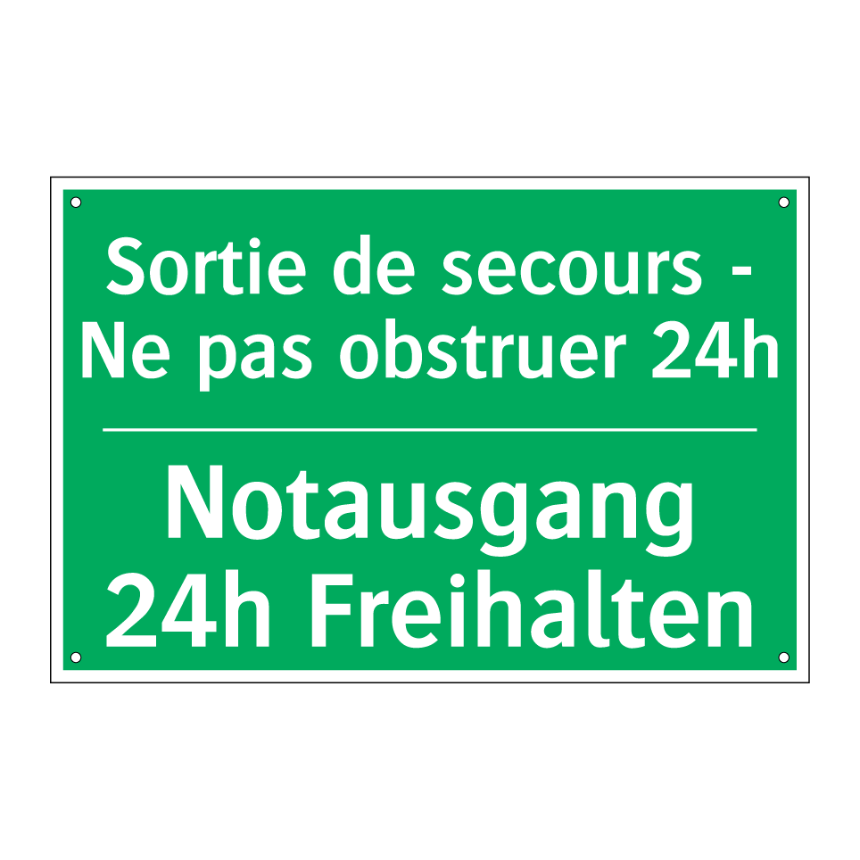 Notausgang 24h Freihalten - Sortie de secours - Ne pas obstruer /.../