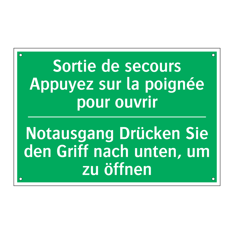 Notausgang Drücken Sie den Griff /.../ - Sortie de secours Appuyez sur /.../