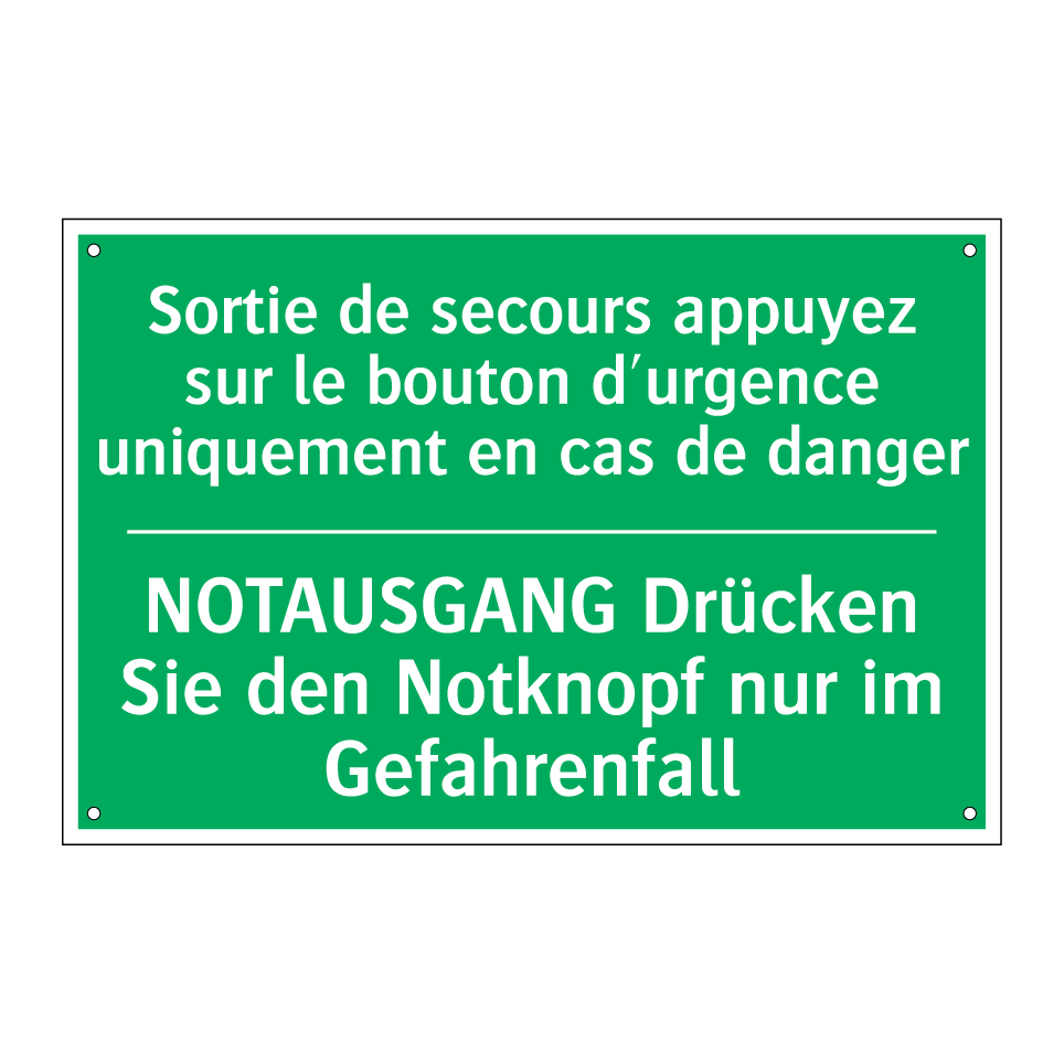 NOTAUSGANG Drücken Sie den Notknopf /.../ - Sortie de secours appuyez sur /.../