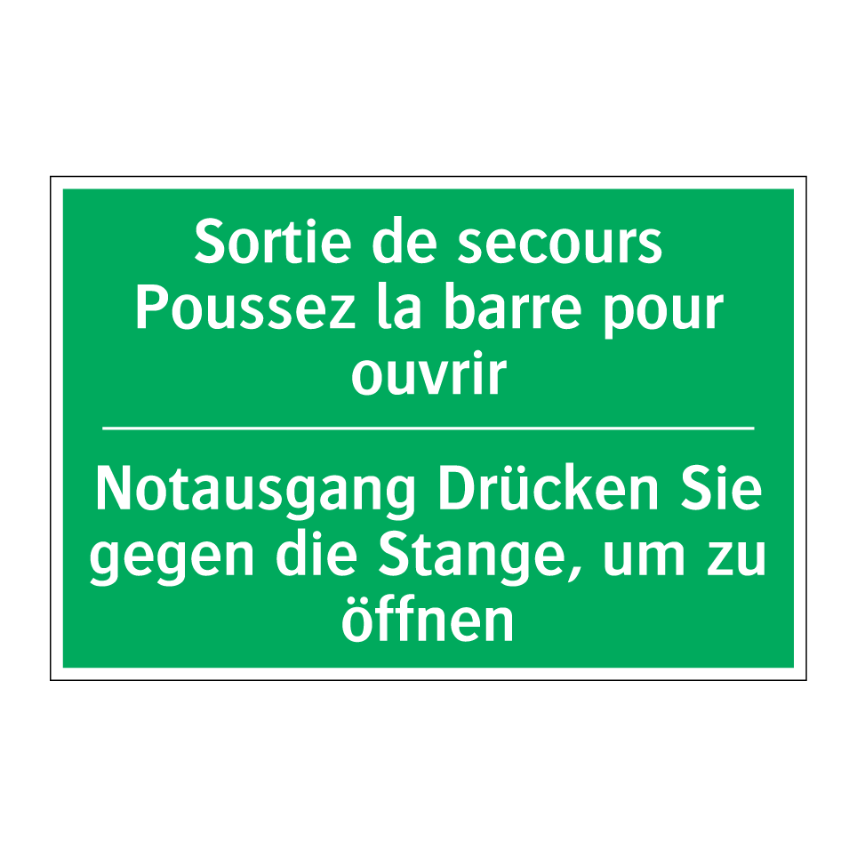 Notausgang Drücken Sie gegen die /.../ - Sortie de secours Poussez la barre /.../