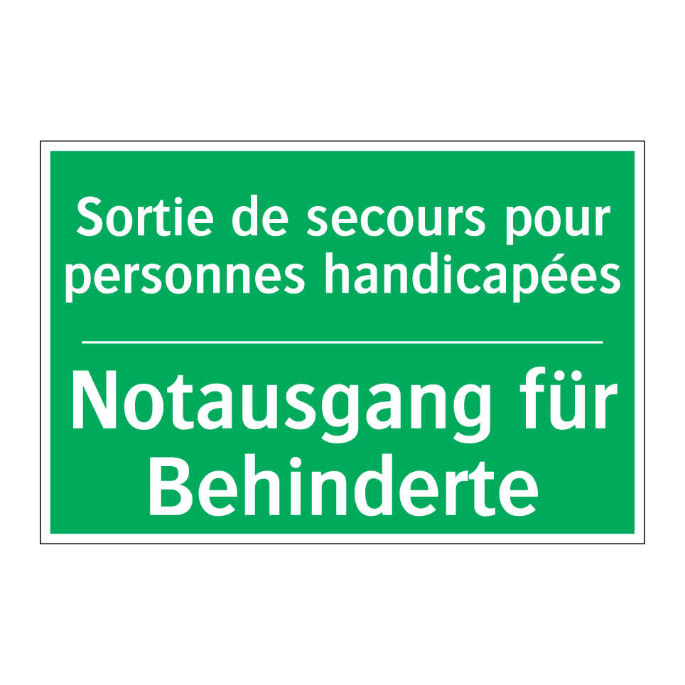 Notausgang für Behinderte - Sortie de secours pour personnes /.../