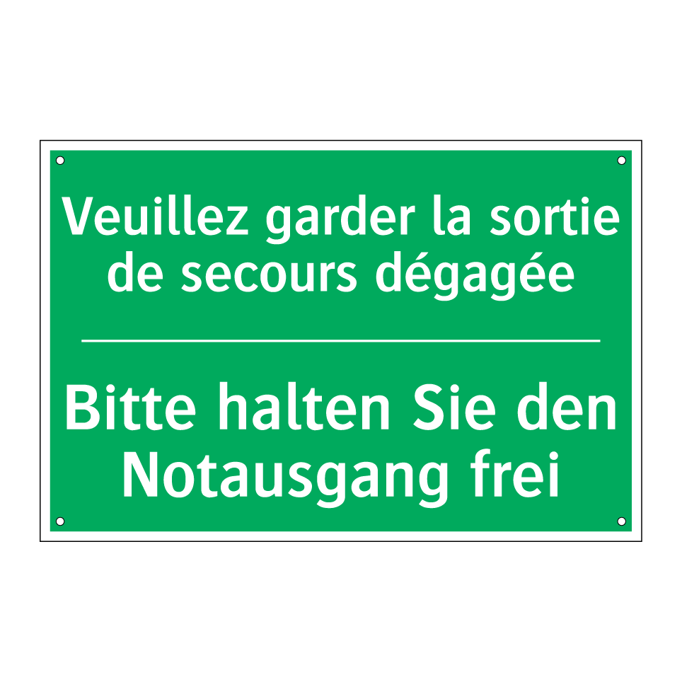 Bitte halten Sie den Notausgang /.../ - Veuillez garder la sortie de secours /.../