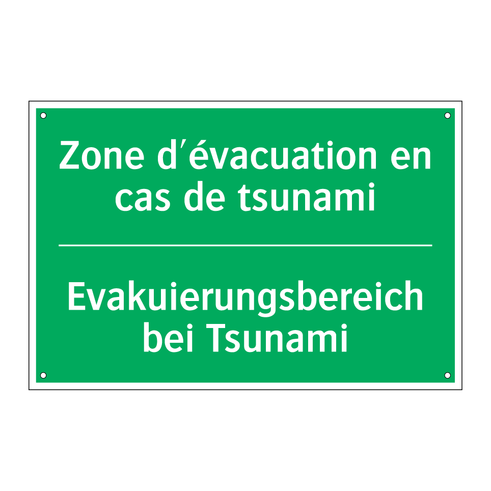 Evakuierungsbereich bei Tsunami /.../ - Zone d'évacuation en cas de tsunami /.../