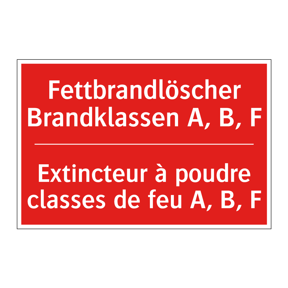Fettbrandlöscher Brandklassen /.../ - Extincteur à poudre classes de /.../