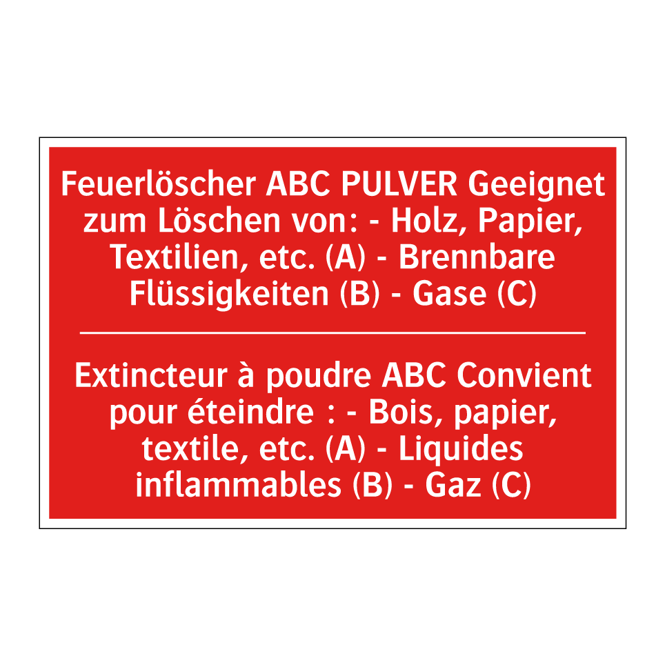 Feuerlöscher ABC PULVER Geeignet /.../ - Extincteur à poudre ABC Convient /.../