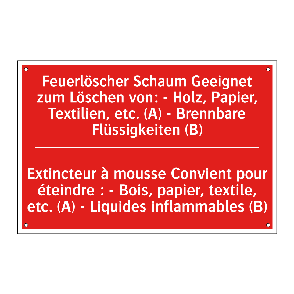 Feuerlöscher Schaum Geeignet zum /.../ - Extincteur à mousse Convient pour /.../