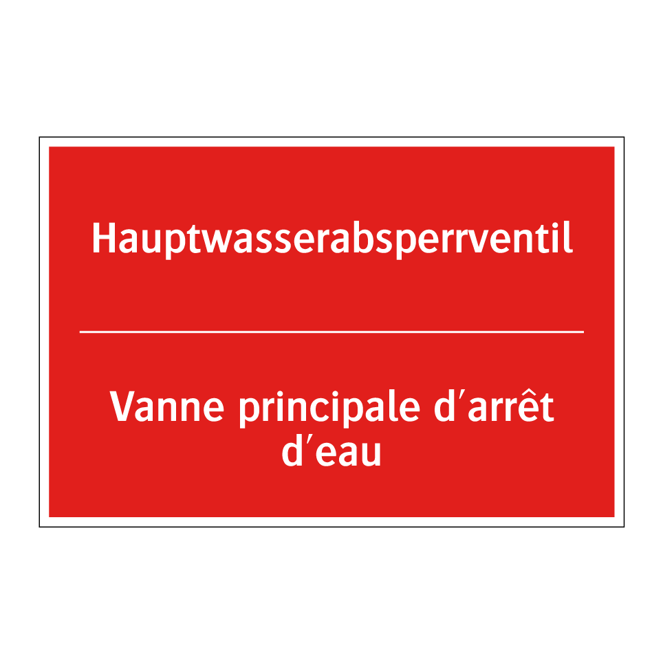 Hauptwasserabsperrventil - Vanne principale d'arrêt d'eau