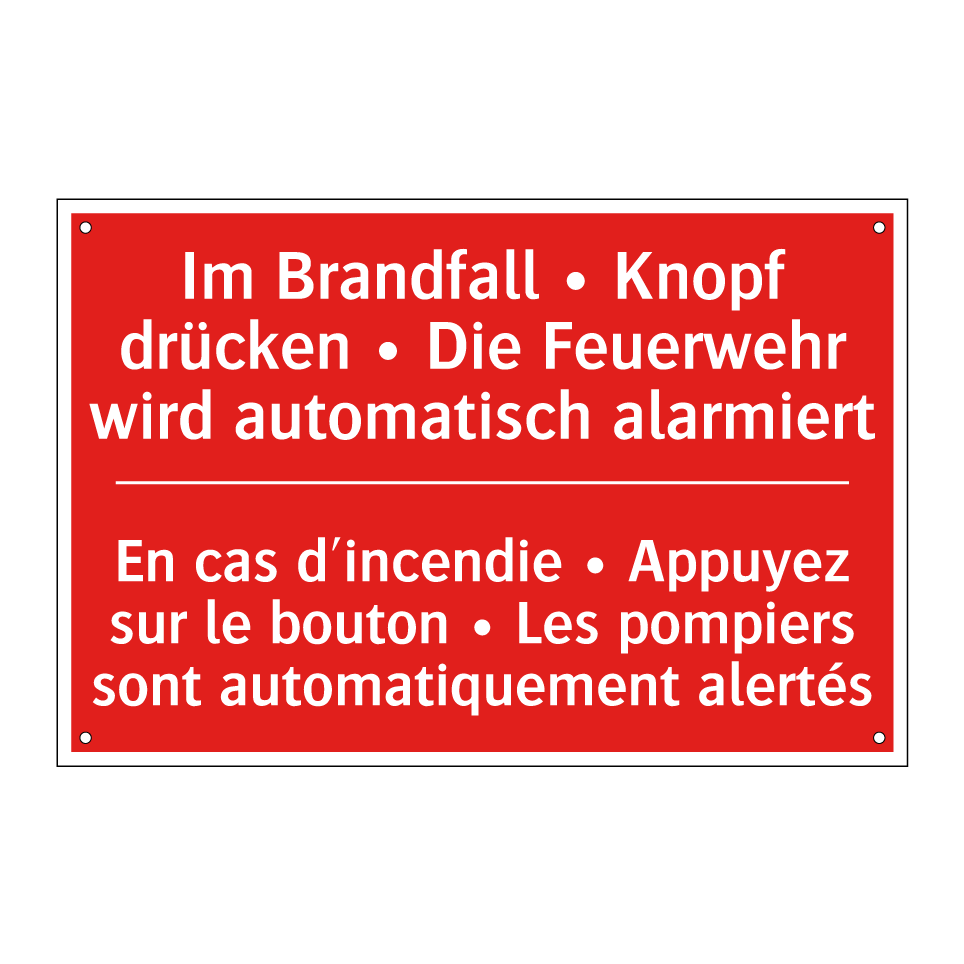 Im Brandfall • Knopf drücken • /.../ - En cas d'incendie • Appuyez sur /.../