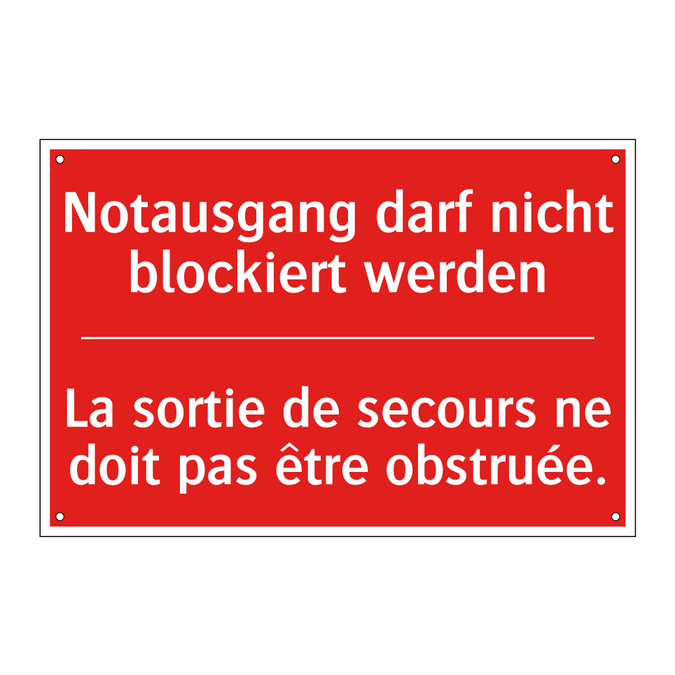 Notausgang darf nicht blockiert /.../ - La sortie de secours ne doit pas /.../