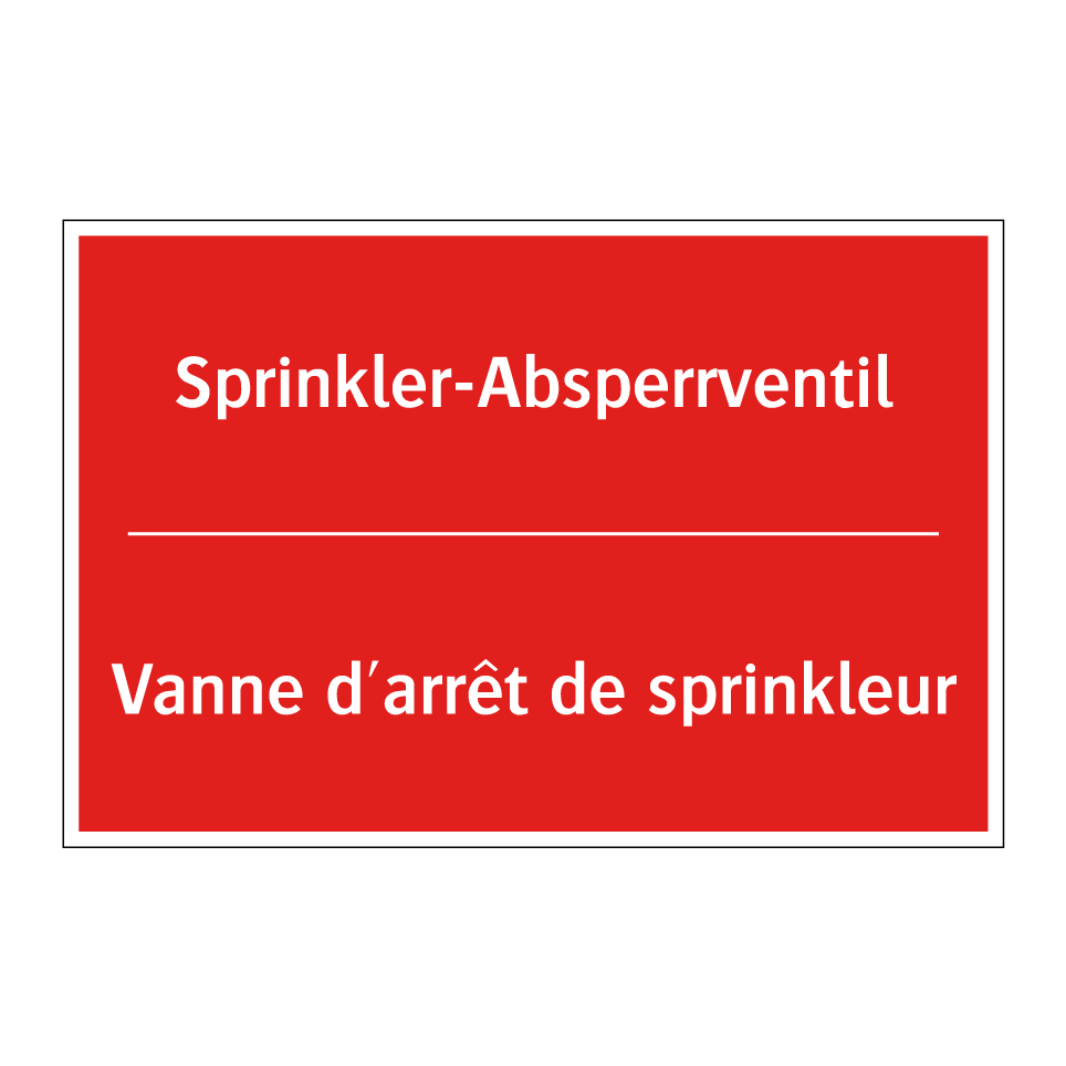 Sprinkler-Absperrventil - Vanne d'arrêt de sprinkleur