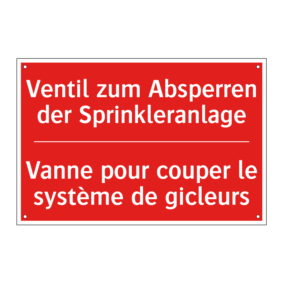 Ventil zum Absperren der Sprinkleranlage /.../ - Vanne pour couper le système de /.../