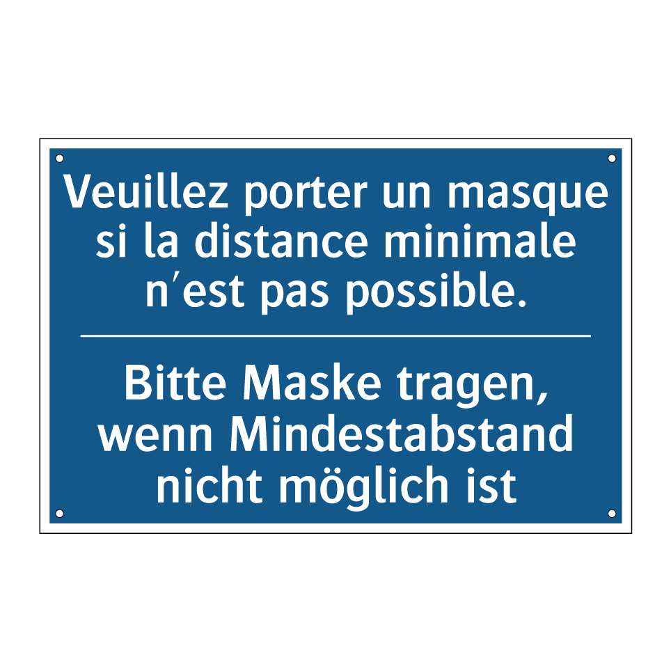 Bitte Maske tragen, wenn Mindestabstand /.../ - Veuillez porter un masque si la /.../