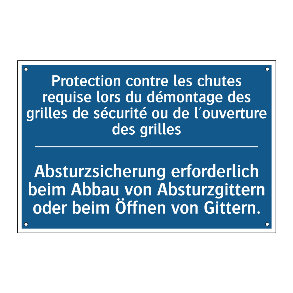 Absturzsicherung erforderlich /.../ - Protection contre les chutes requise /.../