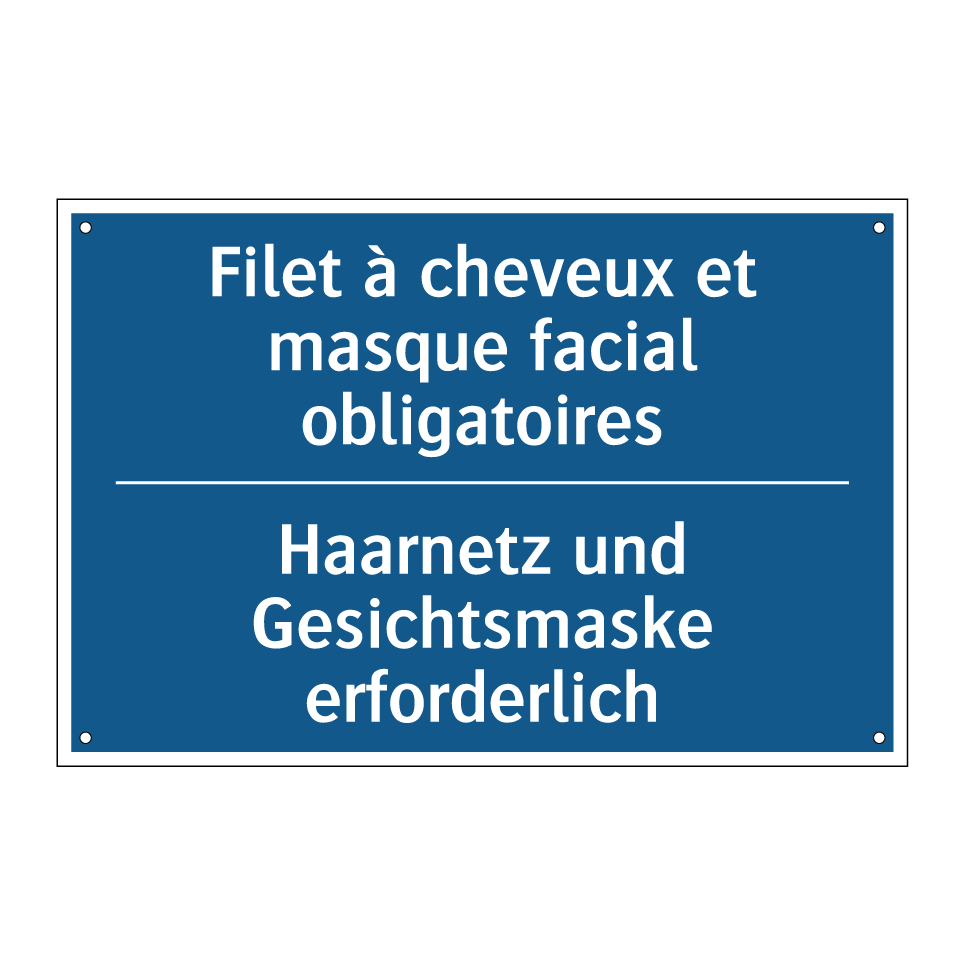 Haarnetz und Gesichtsmaske erforderlich /.../ - Filet à cheveux et masque facial /.../