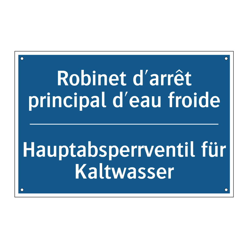 Hauptabsperrventil für Kaltwasser /.../ - Robinet d'arrêt principal d'eau /.../