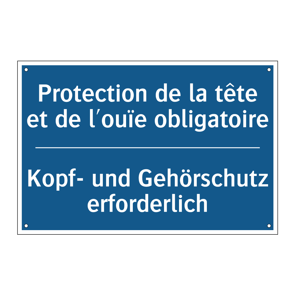 Kopf- und Gehörschutz erforderlich /.../ - Protection de la tête et de l'ouïe /.../