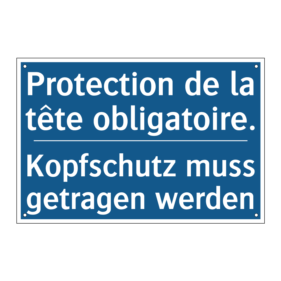 Kopfschutz muss getragen werden /.../ - Protection de la tête obligatoire. /.../