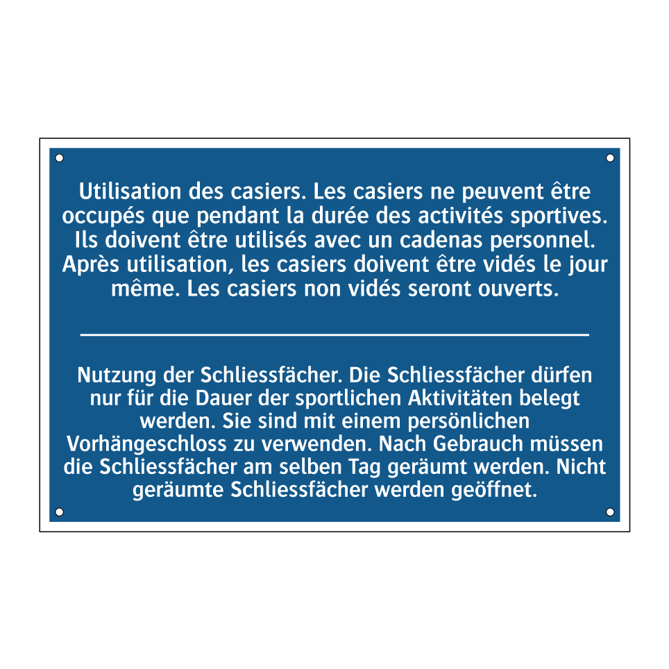 Nutzung der Schliessfächer. Die /.../ - Utilisation des casiers. Les casiers /.../