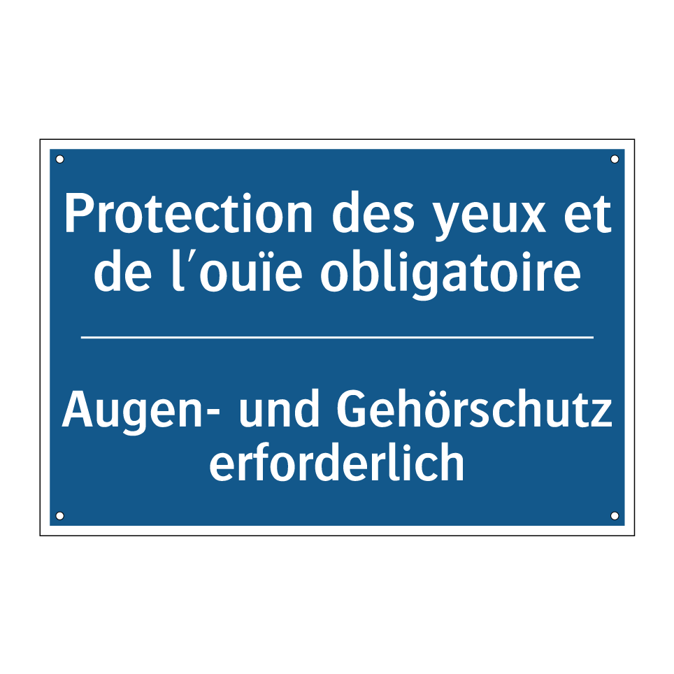 Augen- und Gehörschutz erforderlich /.../ - Protection des yeux et de l'ouïe /.../
