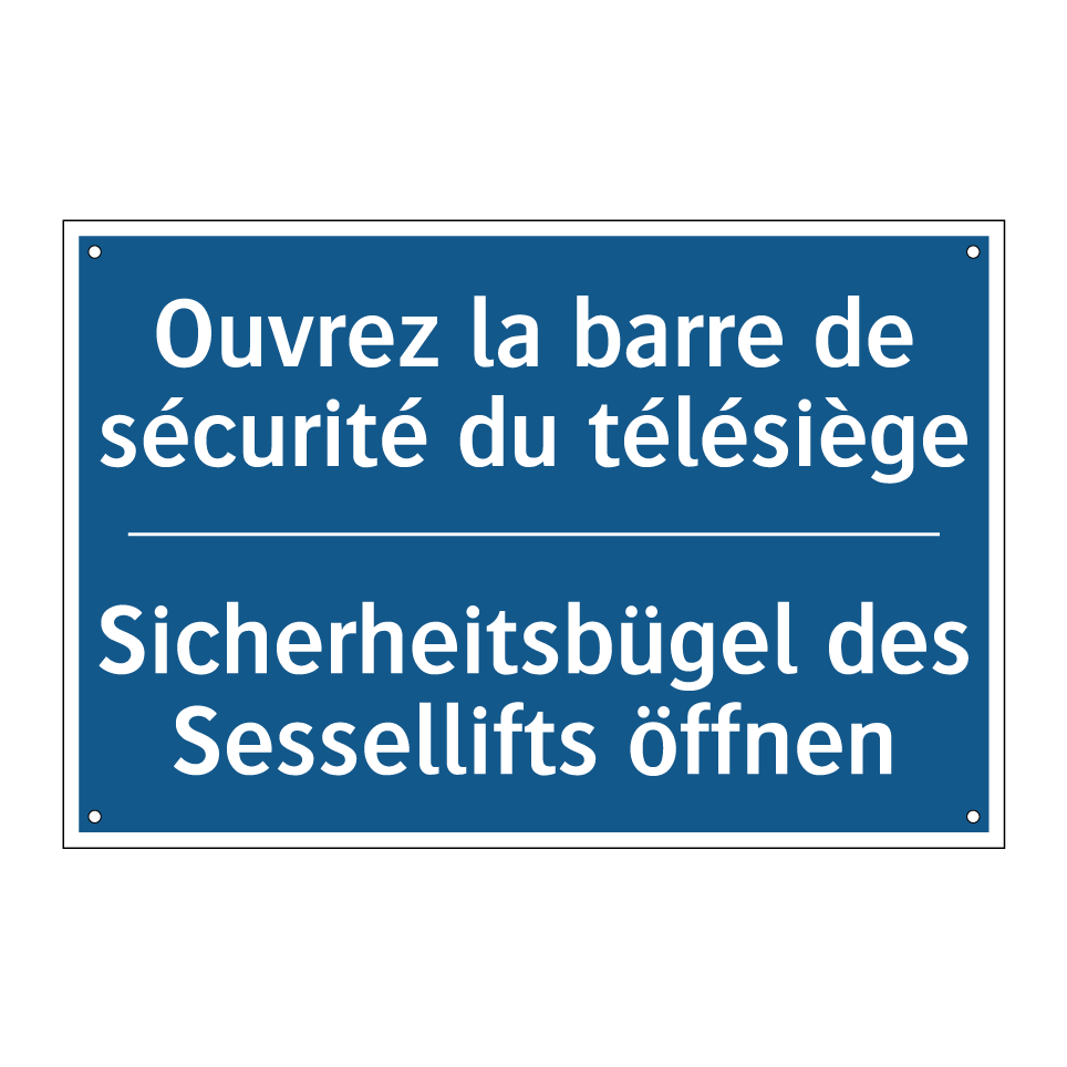 Sicherheitsbügel des Sessellifts /.../ - Ouvrez la barre de sécurité du /.../