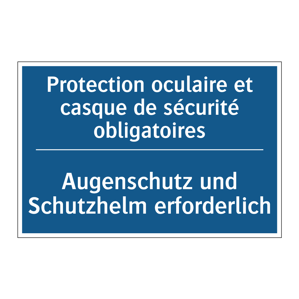 Augenschutz und Schutzhelm erforderlich /.../ - Protection oculaire et casque /.../