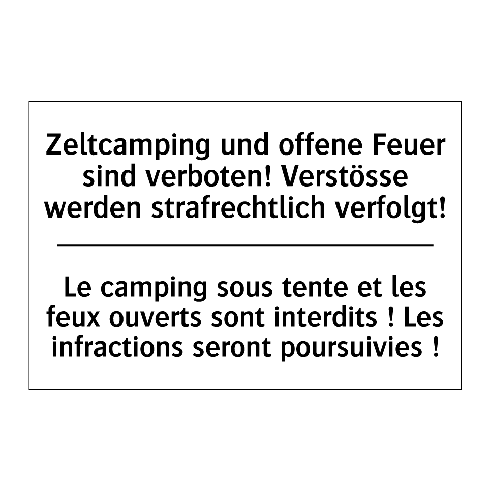 Zeltcamping und offene Feuer sind /.../ - Le camping sous tente et les feux /.../