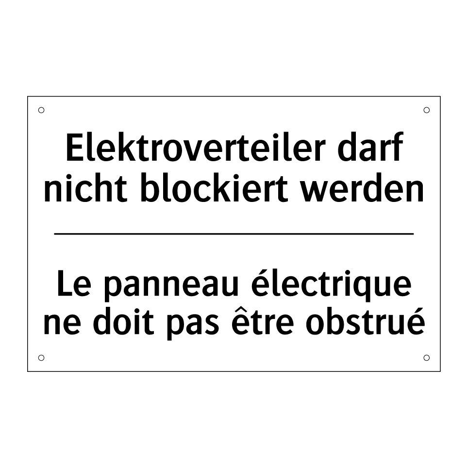 Elektroverteiler darf nicht blockiert /.../ - Le panneau électrique ne doit /.../