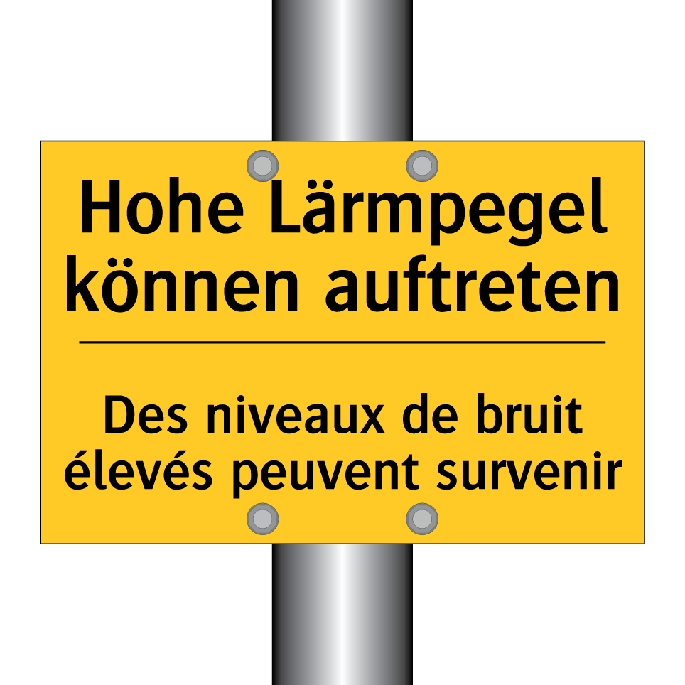 Hohe Lärmpegel können auftreten /.../ - Des niveaux de bruit élevés peuvent /.../