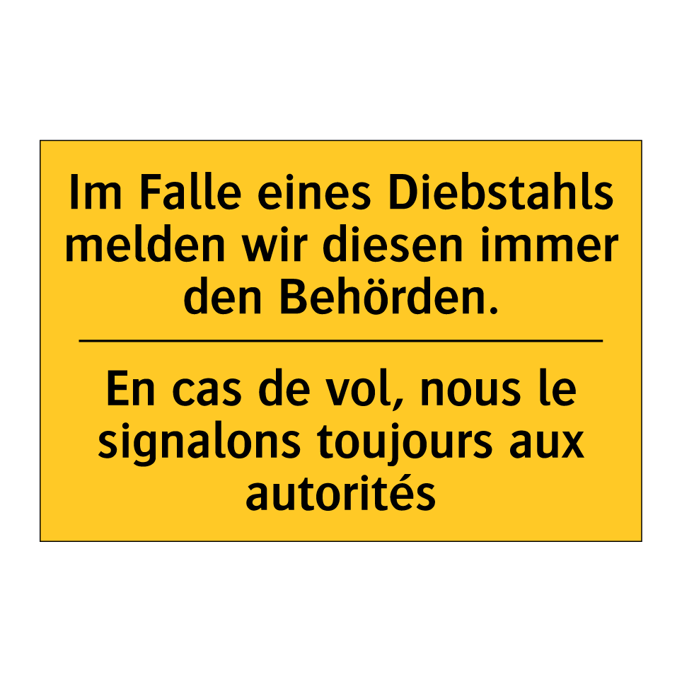 Im Falle eines Diebstahls melden /.../ - En cas de vol, nous le signalons /.../