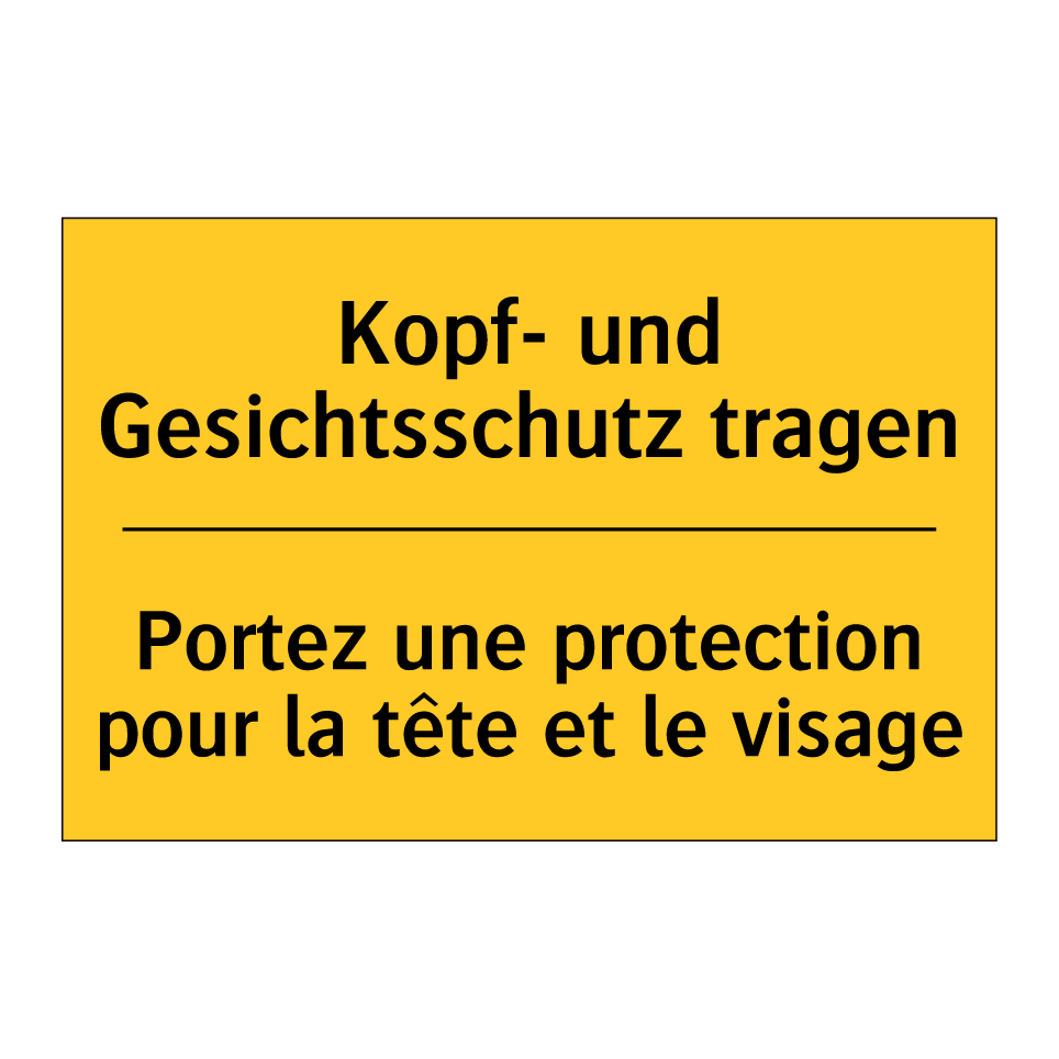 Kopf- und Gesichtsschutz tragen /.../ - Portez une protection pour la /.../