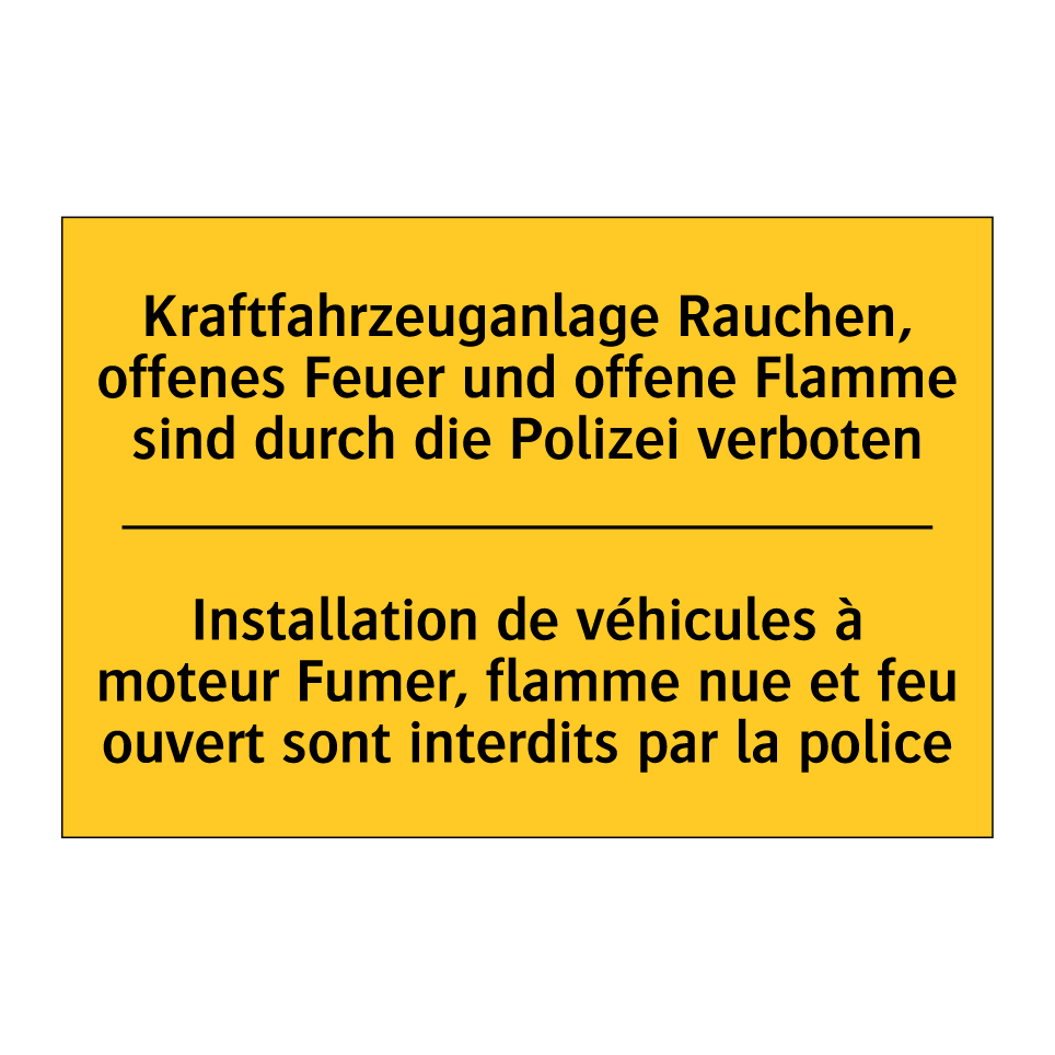 Kraftfahrzeuganlage Rauchen, offenes /.../ - Installation de véhicules à moteur /.../