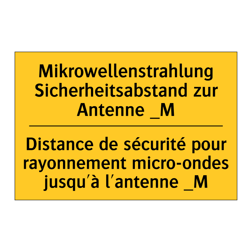 Mikrowellenstrahlung Sicherheitsabstand /.../ - Distance de sécurité pour rayonnement /.../