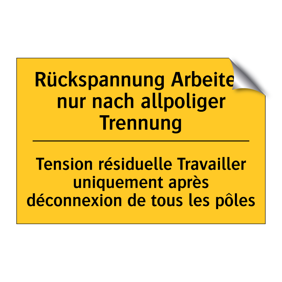 Rückspannung Arbeiten nur nach /.../ - Tension résiduelle Travailler /.../