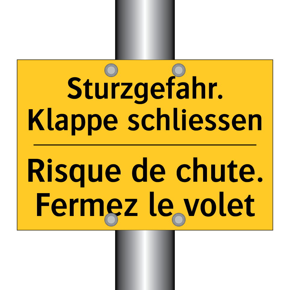 Sturzgefahr. Klappe schliessen - Risque de chute. Fermez le volet /.../