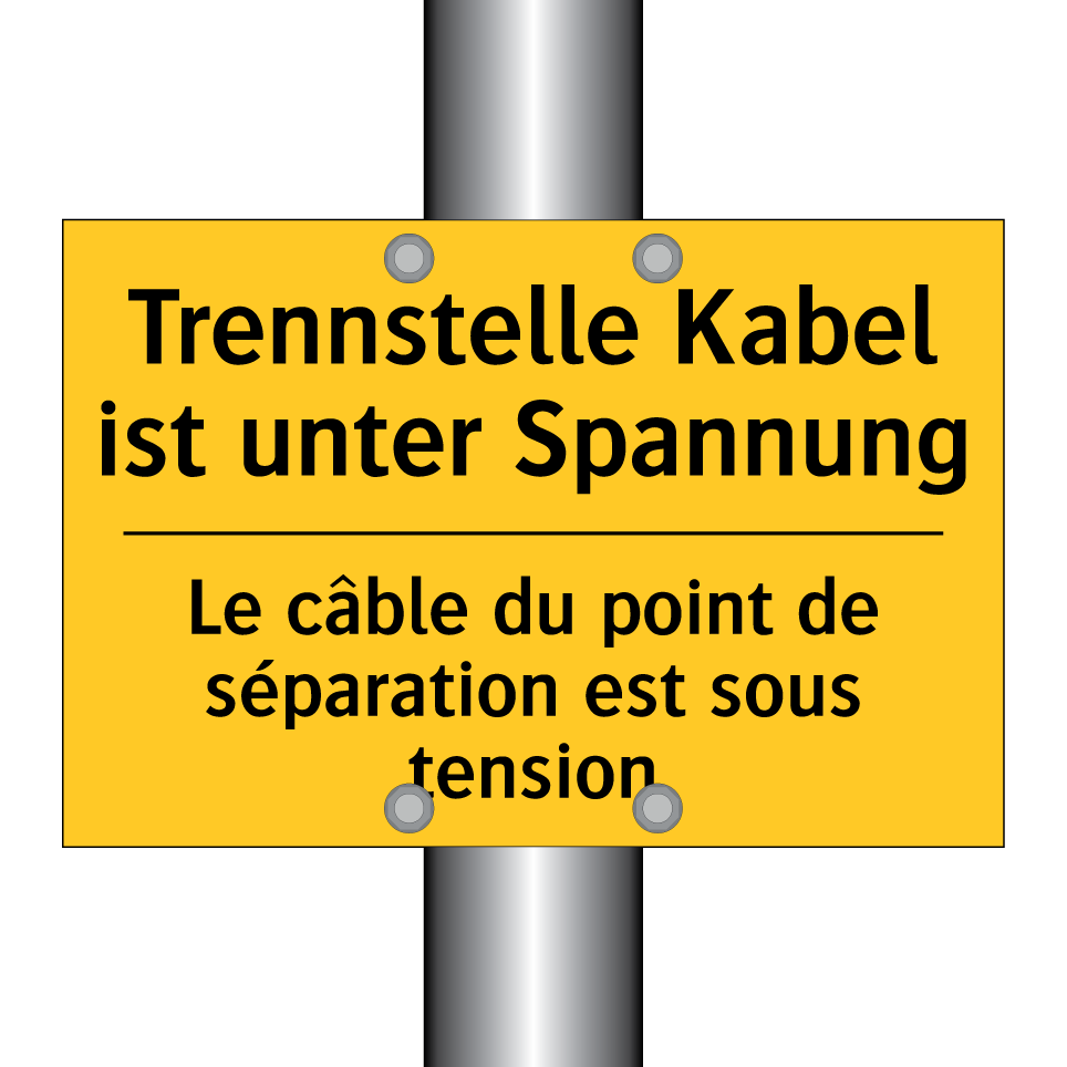 Trennstelle Kabel ist unter Spannung /.../ - Le câble du point de séparation /.../