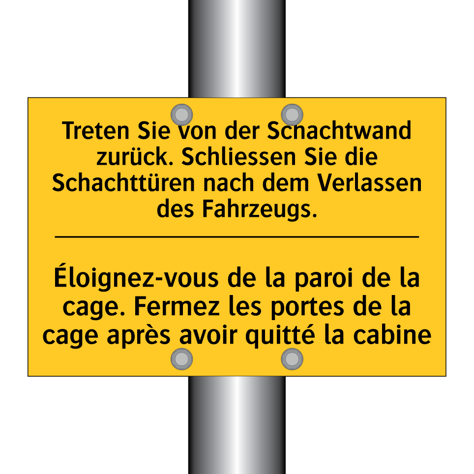 Treten Sie von der Schachtwand /.../ - Éloignez-vous de la paroi de la /.../