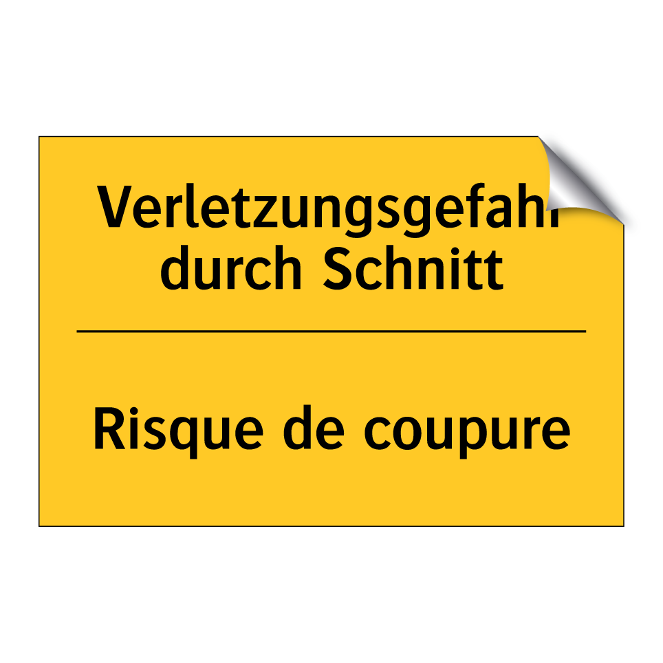 Verletzungsgefahr durch Schnitt /.../ - Risque de coupure