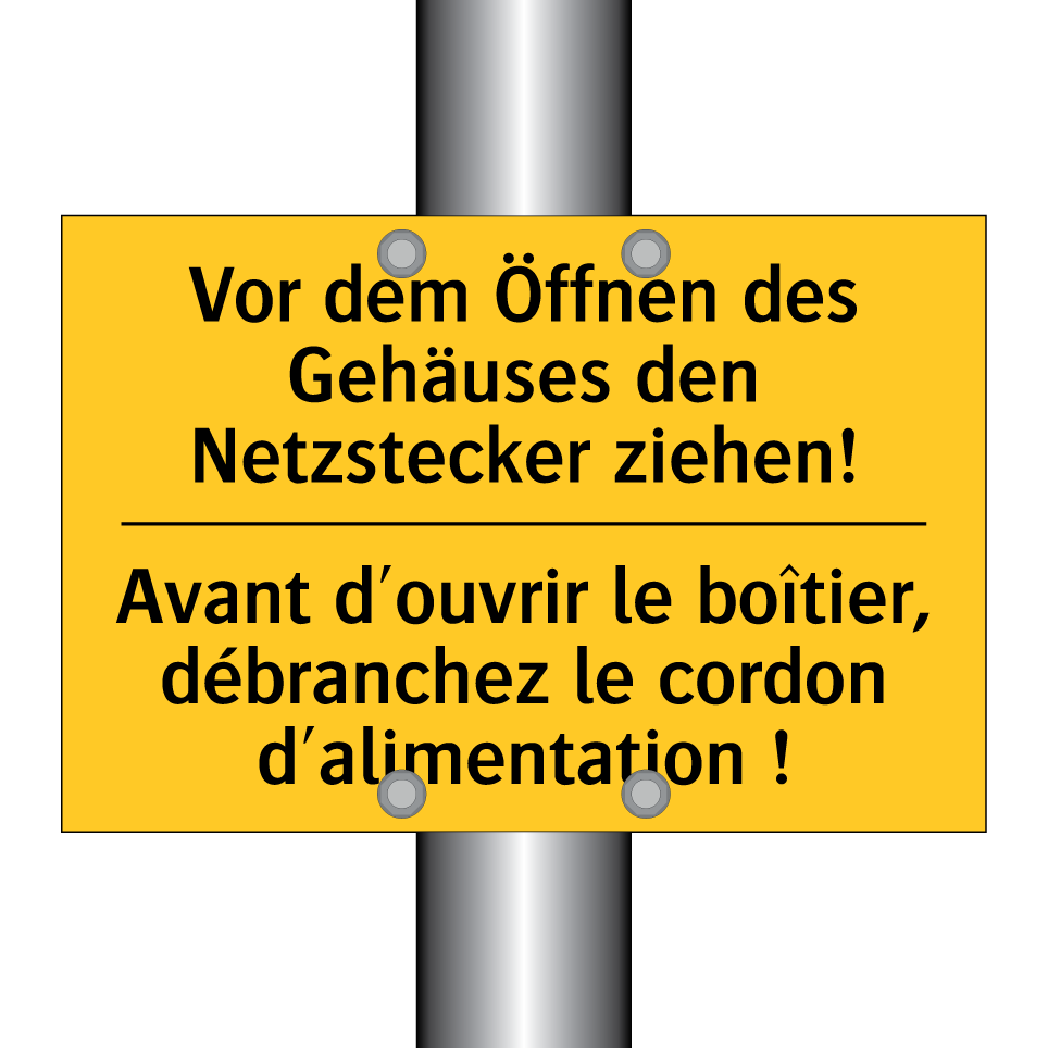 Vor dem Öffnen des Gehäuses den /.../ - Avant d'ouvrir le boîtier, débranchez /.../