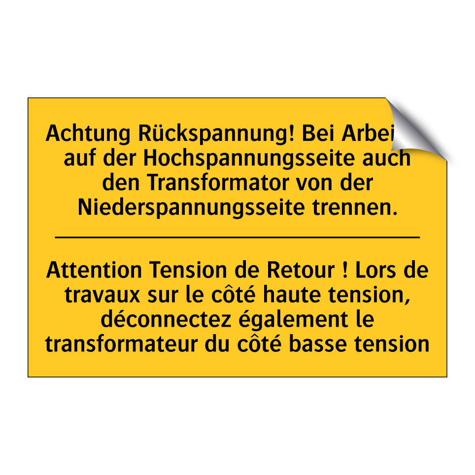 Achtung Rückspannung! Bei Arbeiten /.../ - Attention Tension de Retour ! /.../