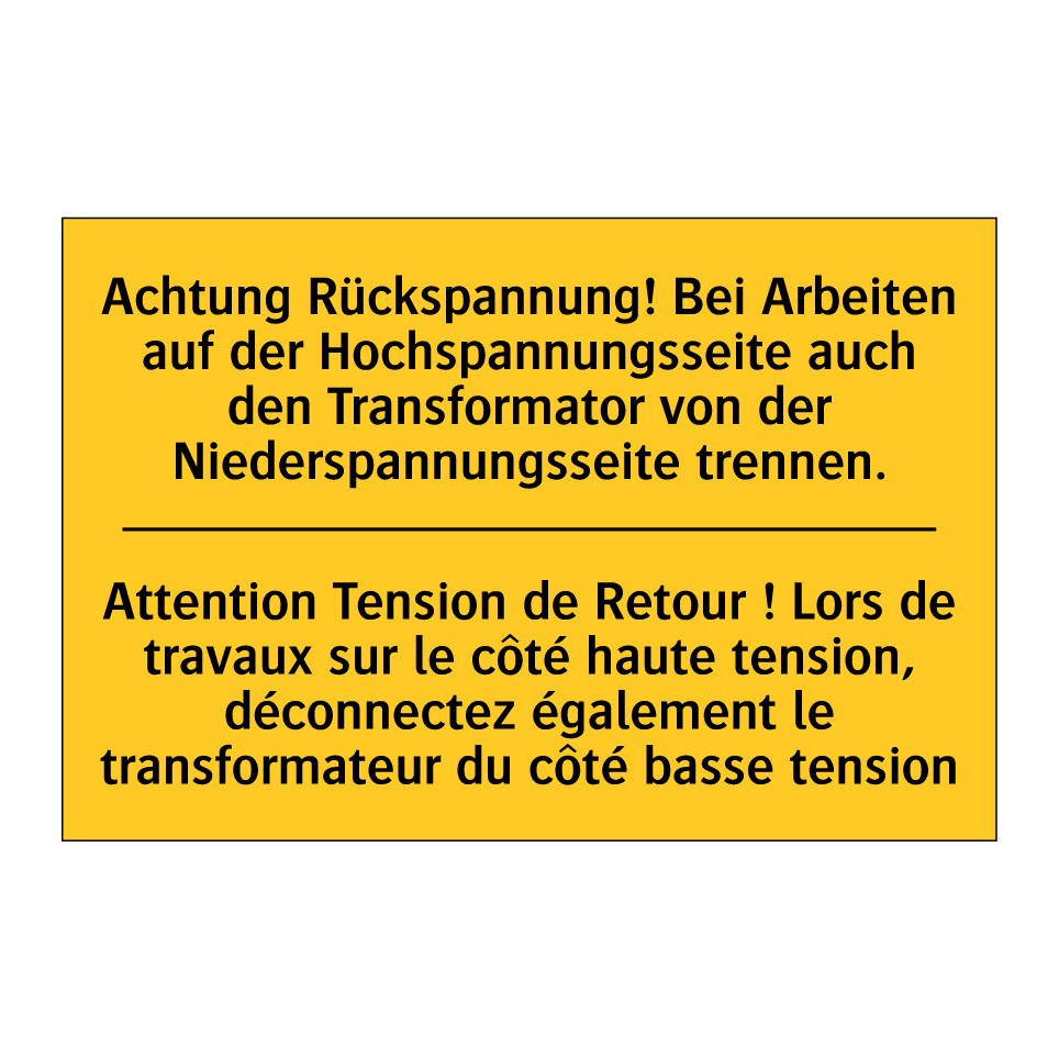 Achtung Rückspannung! Bei Arbeiten /.../ - Attention Tension de Retour ! /.../