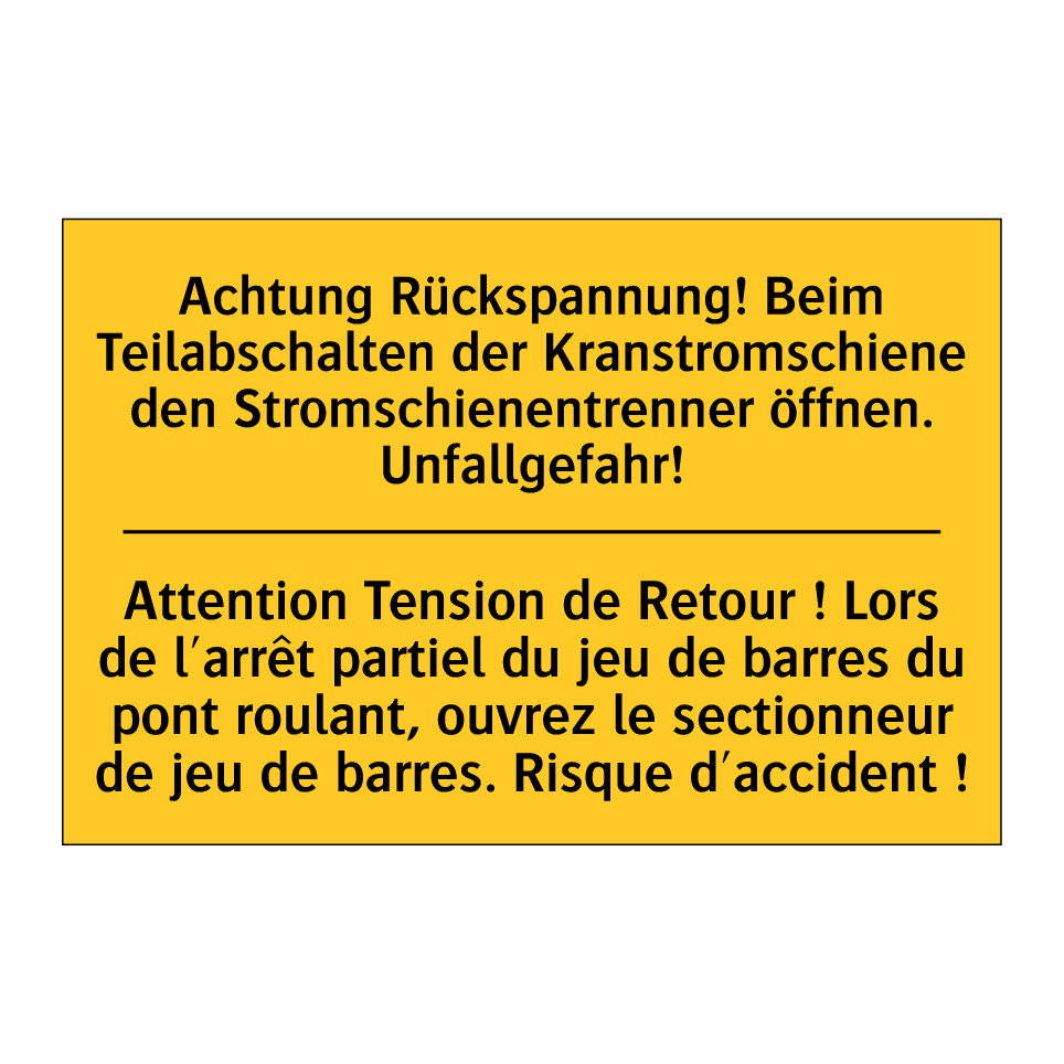 Achtung Rückspannung! Beim Teilabschalten /.../ - Attention Tension de Retour ! /.../