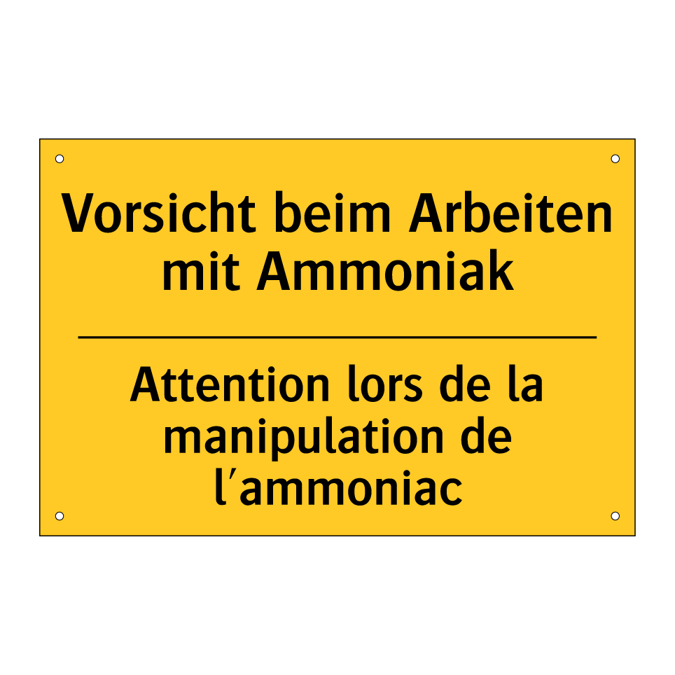 Vorsicht beim Arbeiten mit Ammoniak /.../ - Attention lors de la manipulation /.../