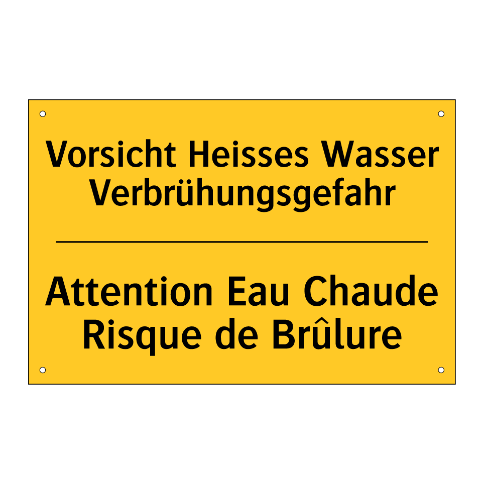 Vorsicht Heisses Wasser Verbrühungsgefahr /.../ - Attention Eau Chaude Risque de /.../
