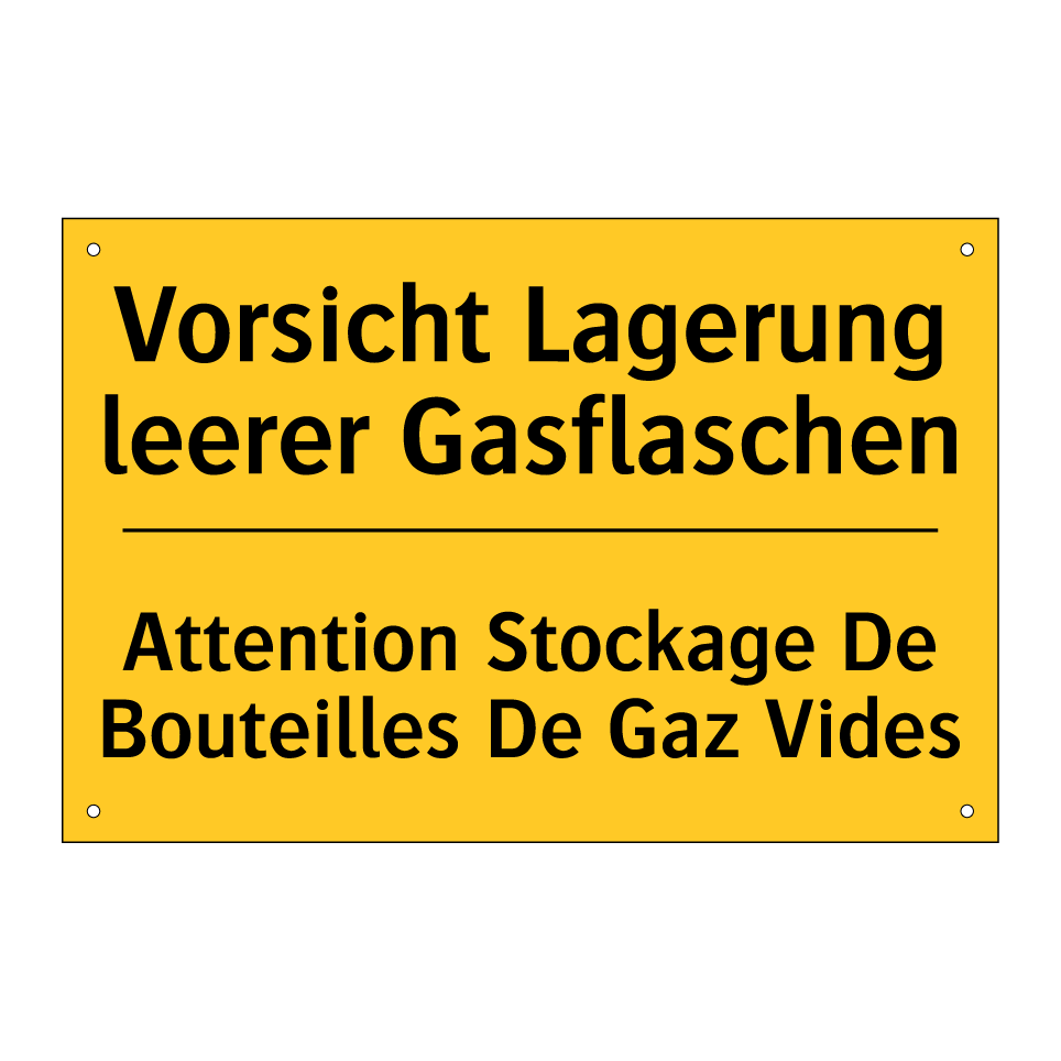Vorsicht Lagerung leerer Gasflaschen /.../ - Attention Stockage De Bouteilles /.../