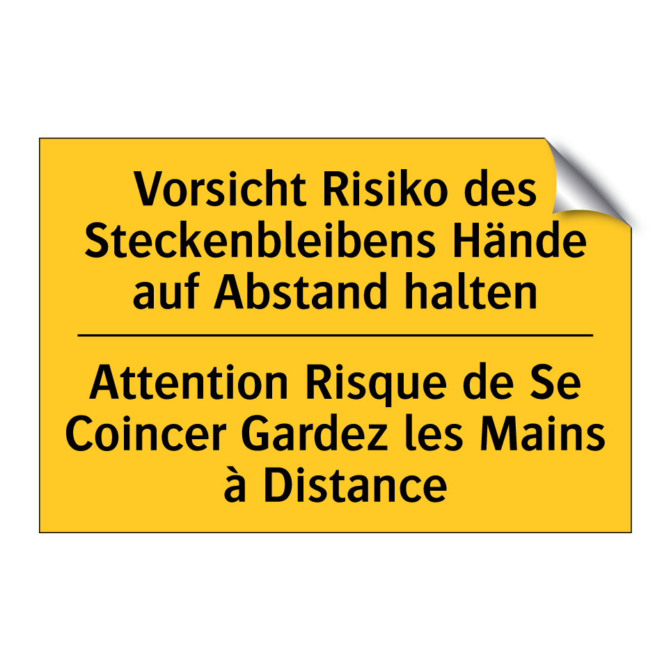 Vorsicht Risiko des Steckenbleibens /.../ - Attention Risque de Se Coincer /.../